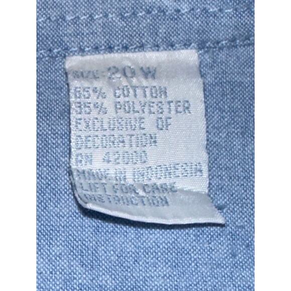 Mystic Blues Women’s Button Up Shirt Chambray Blue Fall Leaves Pinecones 20W - Picture 4 of 11